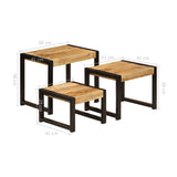 Tables gigognes 3 pcs Bois solide de manguier