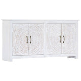 Handmade Sideboard White 140x30x70 cm Solid Acacia Wood