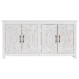 Handmade Sideboard White 140x30x70 cm Solid Acacia Wood