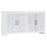 Handmade Sideboard White 140x30x70 cm Solid Acacia Wood