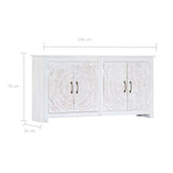 Handmade Sideboard White 140x30x70 cm Solid Acacia Wood