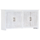 Handmade Sideboard White 140x30x70 cm Solid Acacia Wood