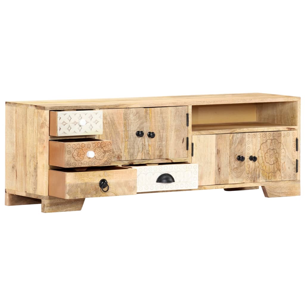 Meuble TV 120x30x40 cm Bois massif de manguier