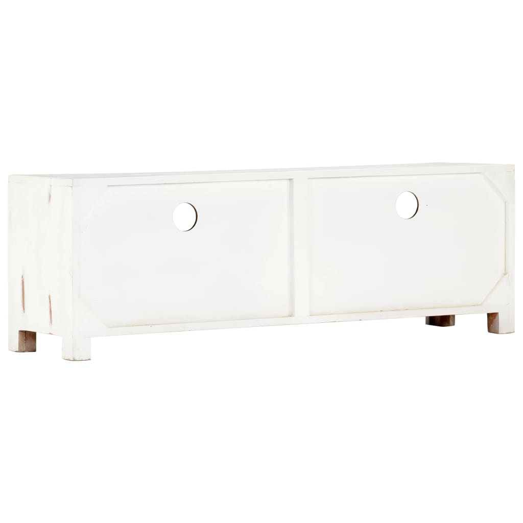 Meuble TV Blanc 120x30x40 cm Bois d'acacia massif