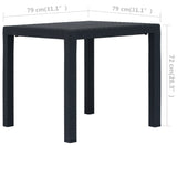 Table de jardin Anthracite 79x79x72cm Plastique Aspect de rotin