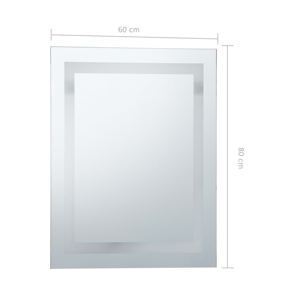 Miroir à LED pour salle de bains et capteur tactile 60x80 cm