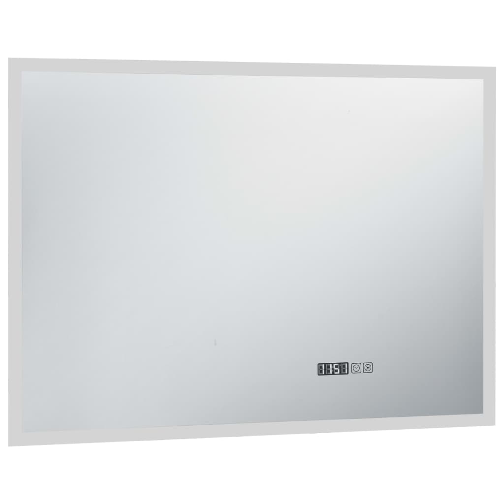 Miroir à LED et capteur tactile et affichage d'heure 100x60 cm