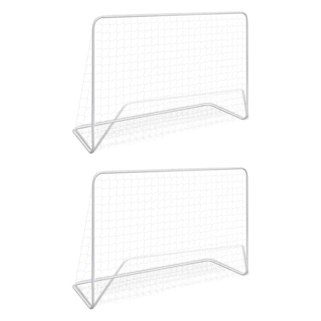 Fußballtore 2 Stück mit Netzen 182x61x122 cm Stahl Weiß