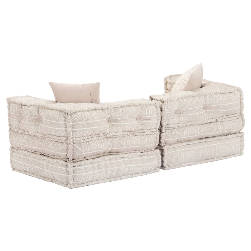 Pouf modulaire à 2 places Beige Tissu