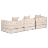 Pouf modulaire à 3 places Beige Tissu