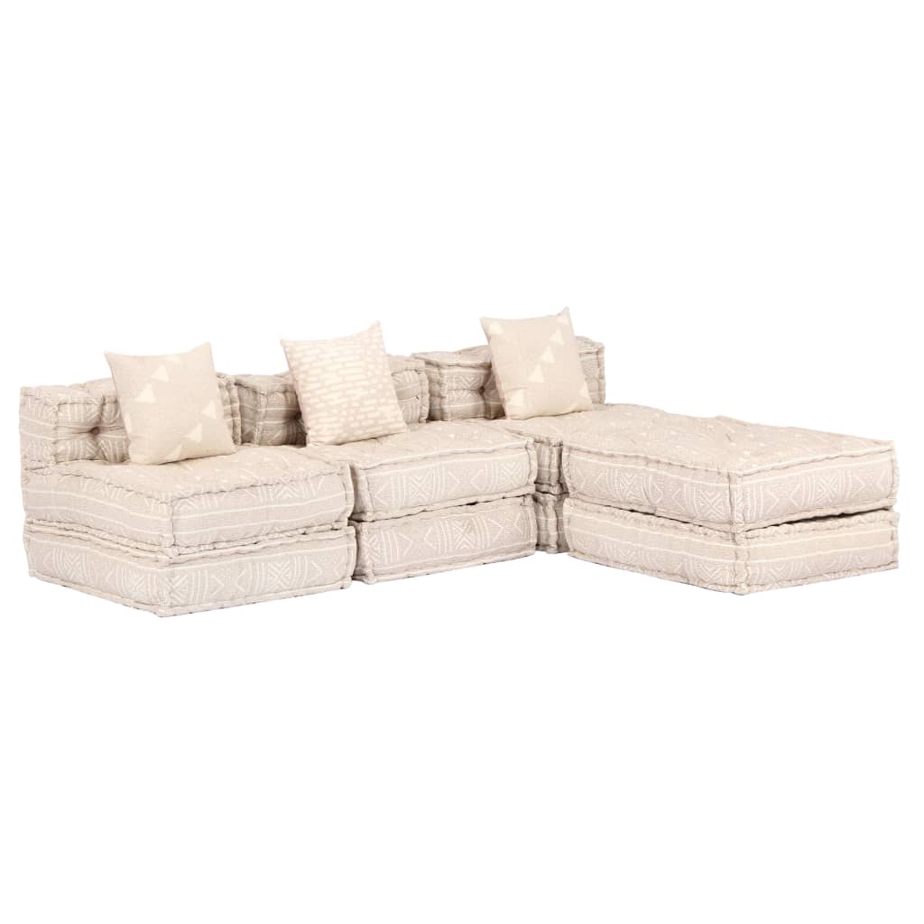 Pouf modulaire à 3 places Beige Tissu