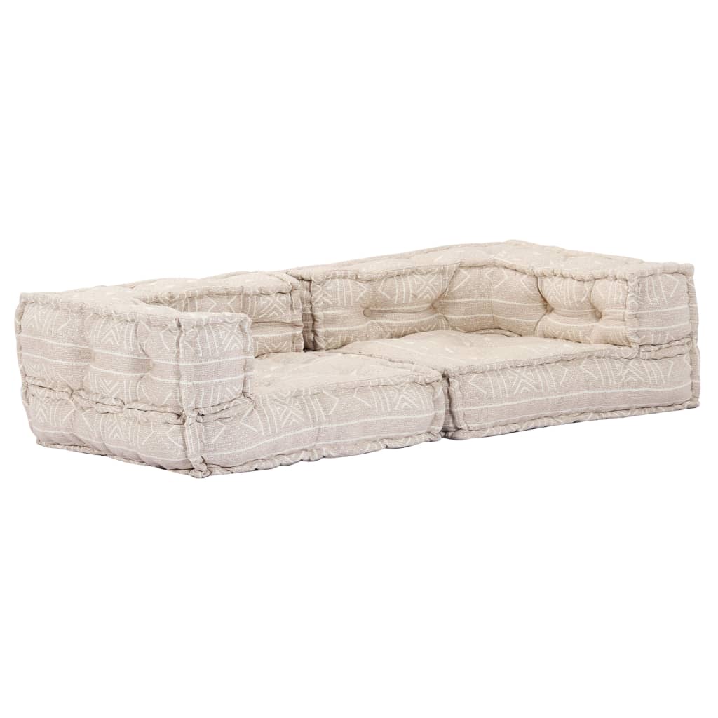 Pouf modulaire à 2 places Beige Tissu