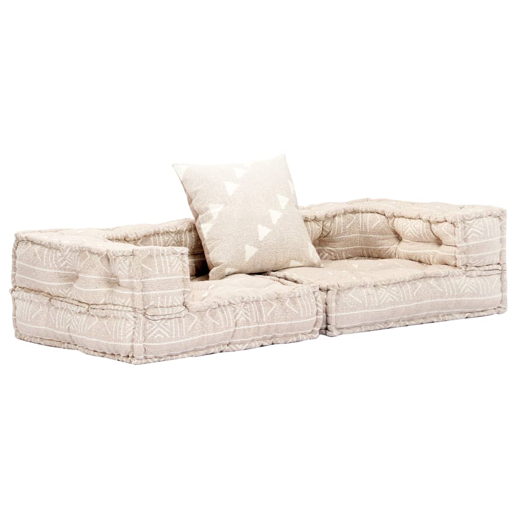 Pouf modulaire à 2 places Beige Tissu