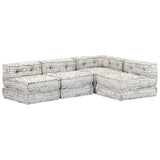 Pouf modulaire à 4 places Gris clair Tissu