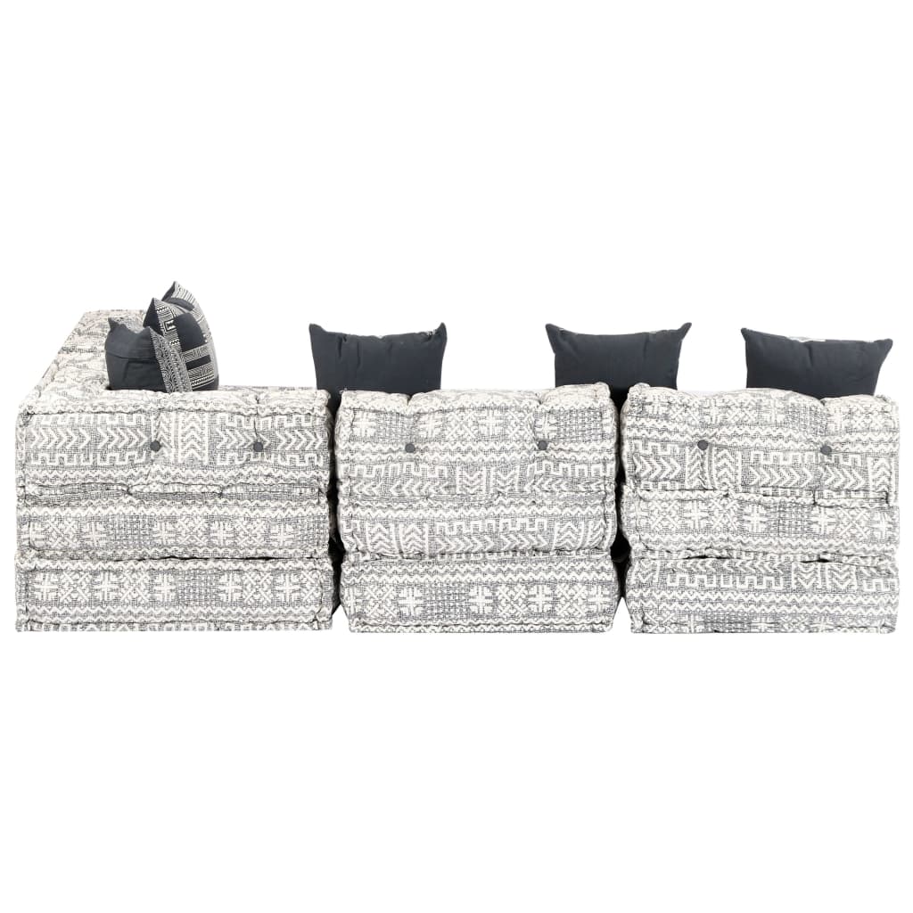 Pouf modulaire à 4 places Gris clair Tissu