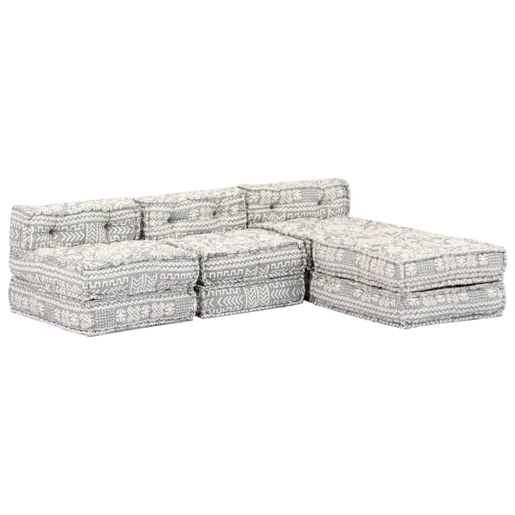 Pouf modulaire à 3 places Gris clair Tissu