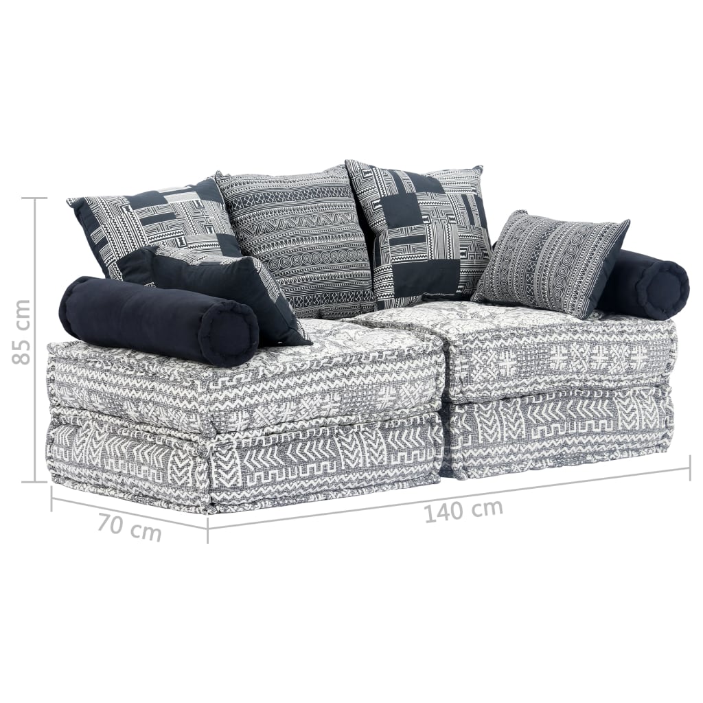 Pouf modulaire à 2 places Gris clair Tissu