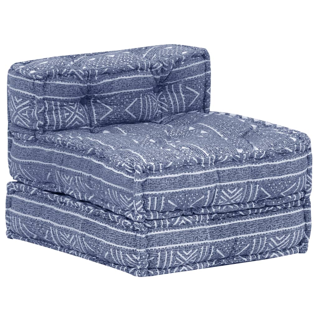 Indigo Fabric 3-Seater Modular Pouf