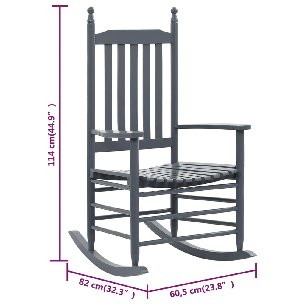 Chaise à bascule avec siège incurvé Gris Bois de peuplier