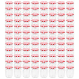 Pots à confiture Couvercle blanc et rouge 96 pcs Verre 230 ml