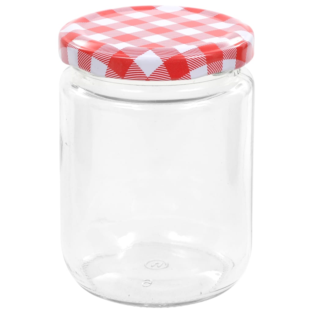 Pots à confiture Couvercle blanc et rouge 96 pcs Verre 230 ml