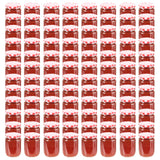 Pots à confiture Couvercle blanc et rouge 96 pcs Verre 230 ml