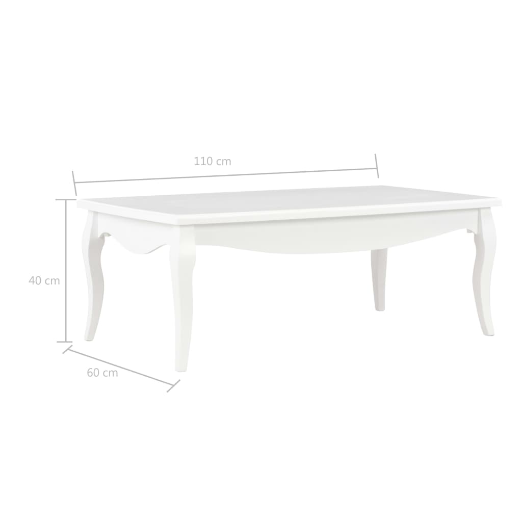 Table basse Blanc 110x60x40 cm Bois de pin massif