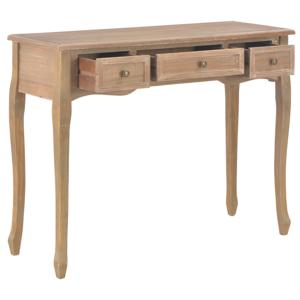 Table de console et coiffeuse avec 3 tiroirs Marron