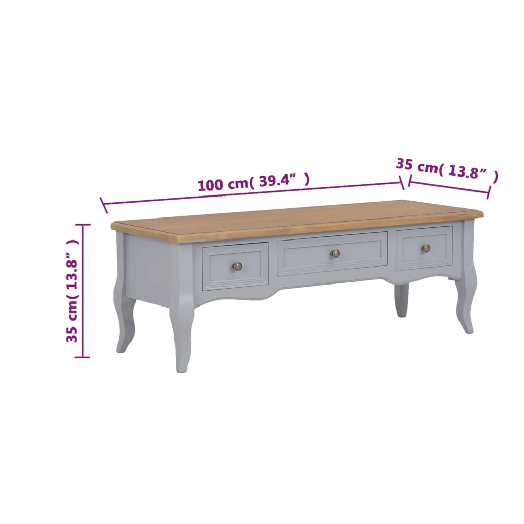 Meuble TV Gris 100 x 35 x 35 cm Bois