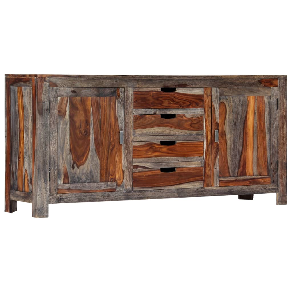 Graues Sideboard 160x40x75 cm aus massivem Palisanderholz