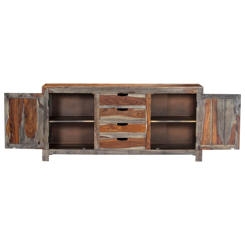 Graues Sideboard 160x40x75 cm aus massivem Palisanderholz