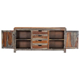 Graues Sideboard 160x40x75 cm aus massivem Palisanderholz