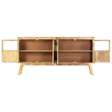 Buffet Marron et noir 160x30x80 cm Bois de manguier solide brut