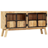 Buffet Marron et noir 160x30x80 cm Bois de manguier solide brut