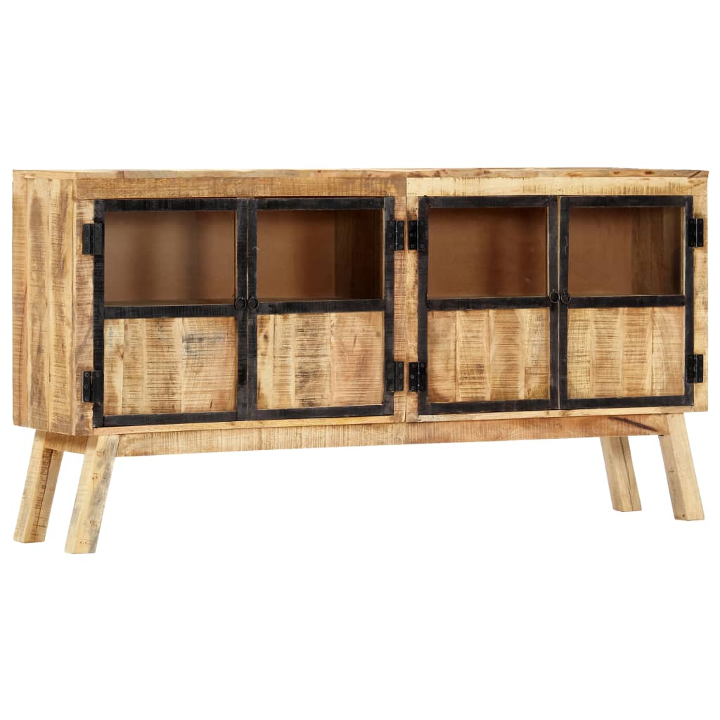 Buffet Marron et noir 160x30x80 cm Bois de manguier solide brut