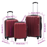 Valise rigide 3 pcs Rouge bordeaux ABS