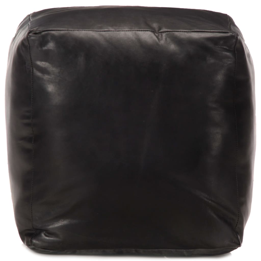 Pouf 40 x 40 x 40 cm Noir Cuir véritable de chèvre