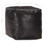 Pouf 40 x 40 x 40 cm Noir Cuir véritable de chèvre