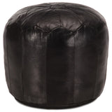 Pouf 40 x 35 cm Schwarz Echtes Ziegenleder