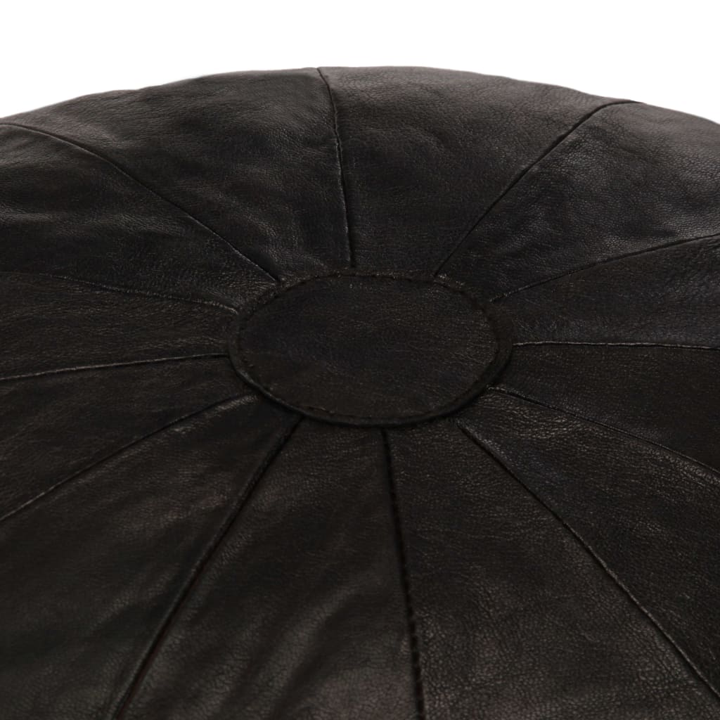 Pouf 40 x 35 cm Schwarz Echtes Ziegenleder