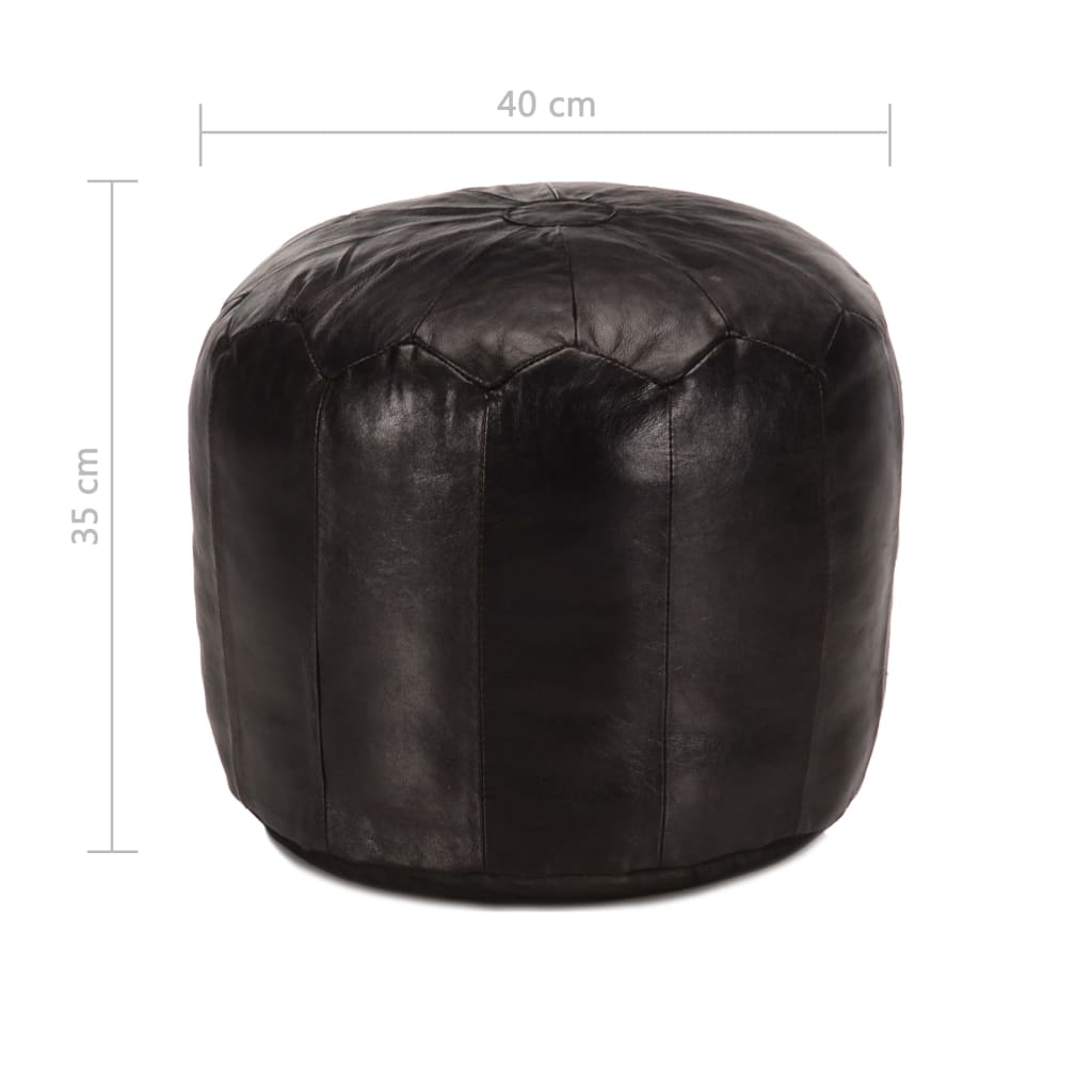 Pouf 40 x 35 cm Schwarz Echtes Ziegenleder