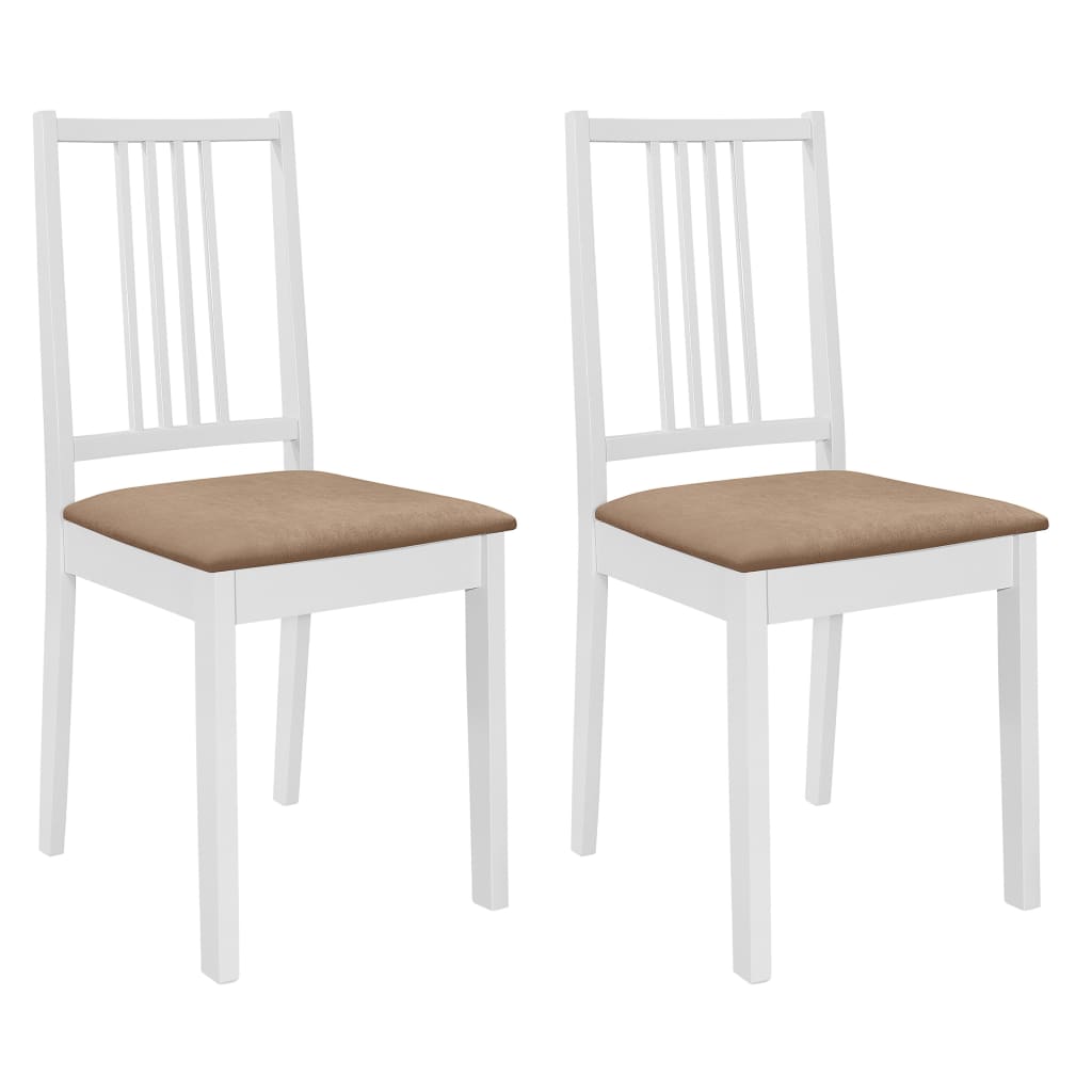 Chaises à manger avec coussins lot de 2 blanc bois solide