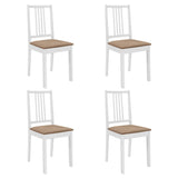 Chaises à manger avec coussins lot de 4 blanc bois solide