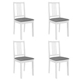 Chaises à manger avec coussins lot de 4 blanc bois solide