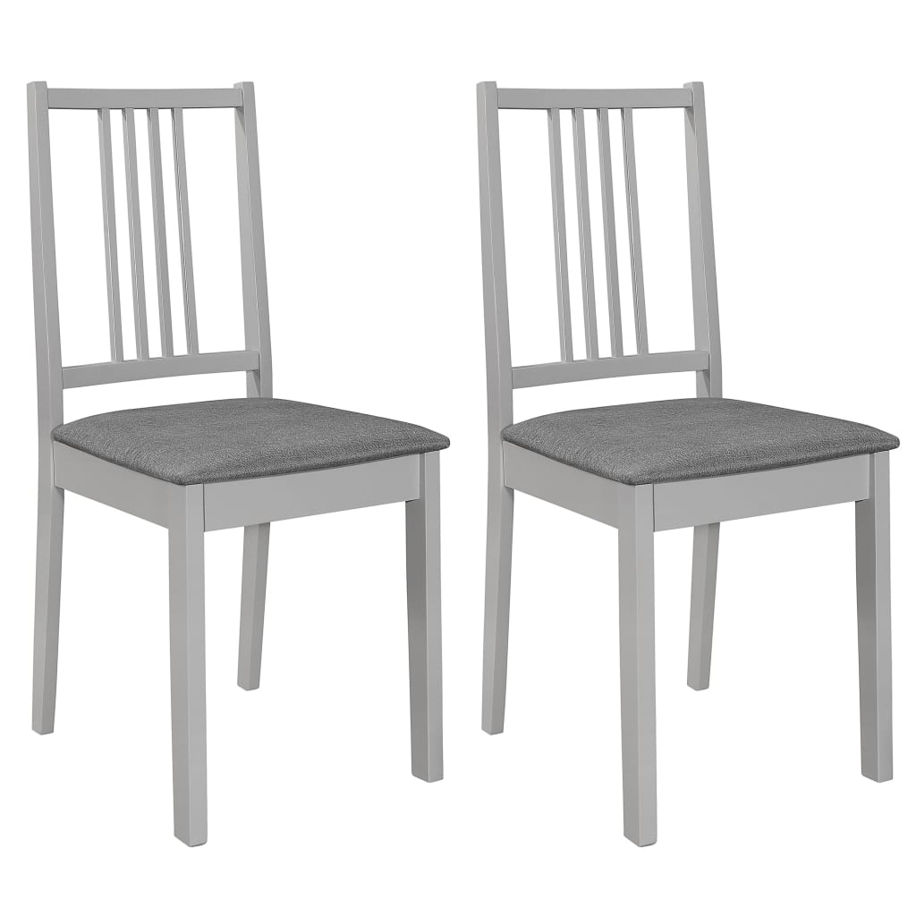 Chaises à manger avec coussins lot de 2 gris bois solide