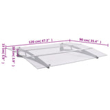 Silberne und transparente Türmarkise 120x90 cm aus Polycarbonat