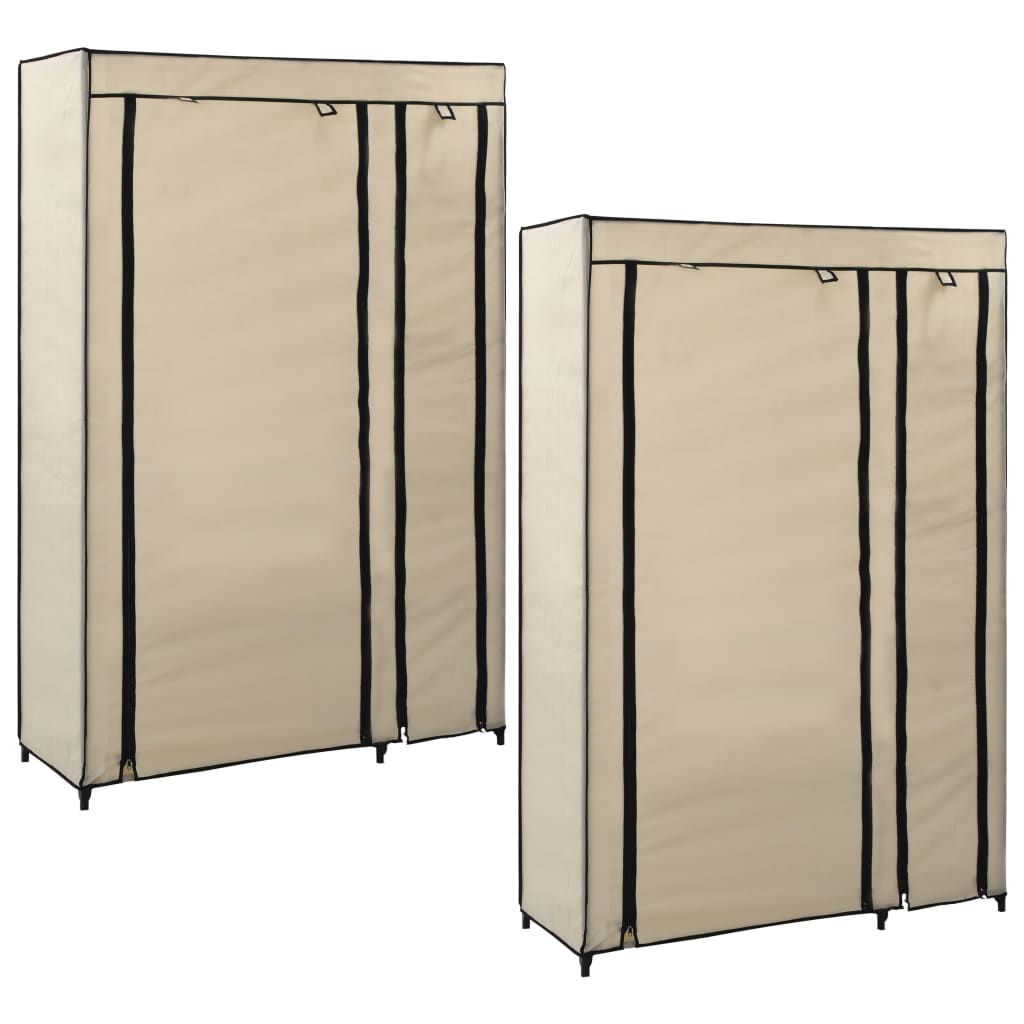 Folding wardrobes 2 pcs Cream 110x45x175 cm Fabric