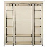 Armoire avec compartiments et tiges Crème 150x45x176 cm Tissu