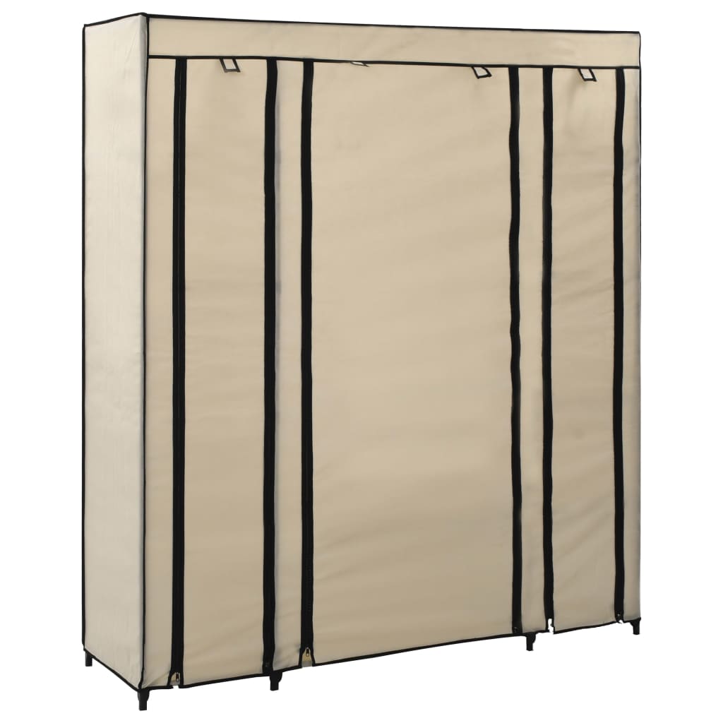 Armoire avec compartiments et tiges Crème 150x45x176 cm Tissu