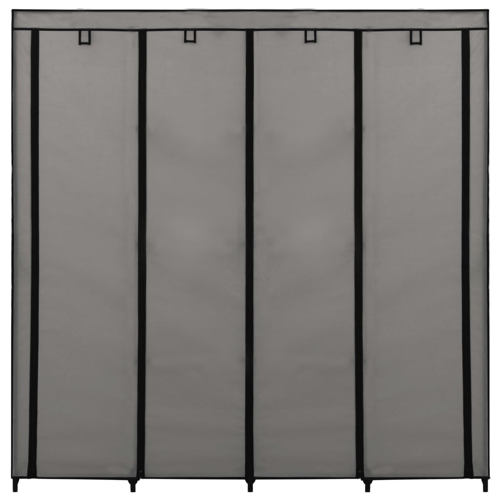 Garde-robe avec 4 compartiments Gris 175x45x170 cm